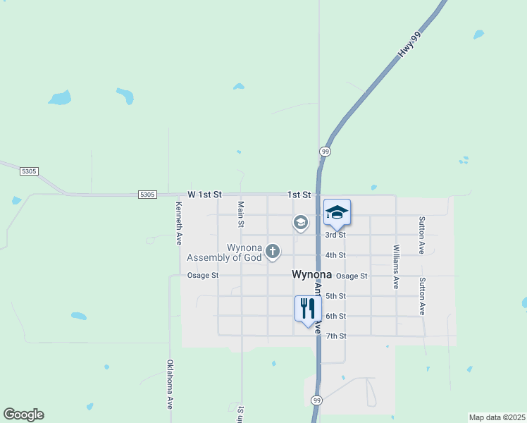 map of restaurants, bars, coffee shops, grocery stores, and more near 124 Highland Avenue in Wynona