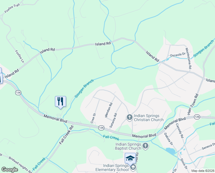 map of restaurants, bars, coffee shops, grocery stores, and more near 5421 Kiowa Street in Kingsport