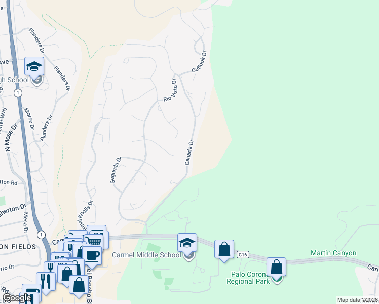map of restaurants, bars, coffee shops, grocery stores, and more near in Carmel-by-the-Sea