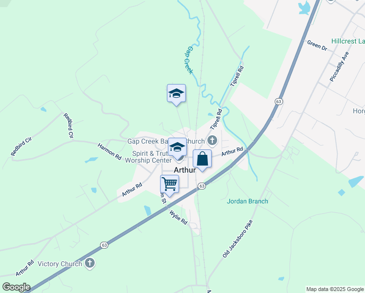 map of restaurants, bars, coffee shops, grocery stores, and more near 265 Claiborne Avenue in Cumberland Gap