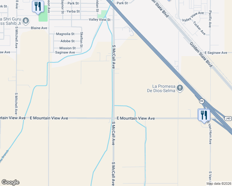 map of restaurants, bars, coffee shops, grocery stores, and more near 12778 South McCall Avenue in Selma