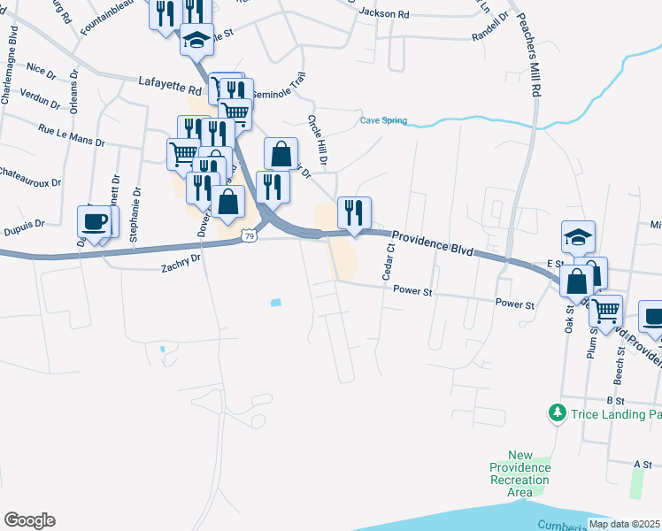 map of restaurants, bars, coffee shops, grocery stores, and more near 1000 Dover Road in Clarksville