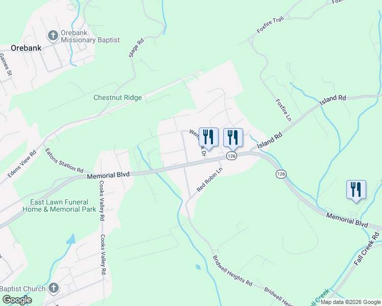 map of restaurants, bars, coffee shops, grocery stores, and more near 157 Wembeck Drive in Kingsport
