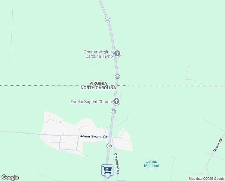 map of restaurants, bars, coffee shops, grocery stores, and more near 1620 North Carolina 32 in Corapeake