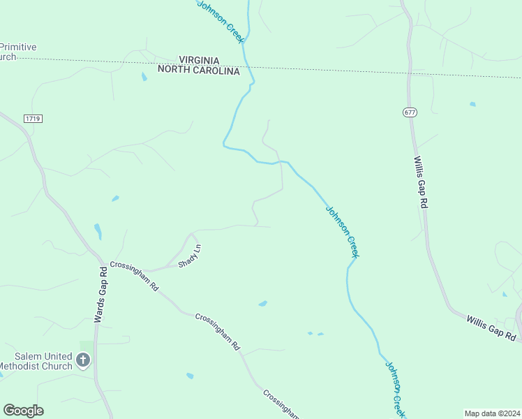 map of restaurants, bars, coffee shops, grocery stores, and more near 343 Johnson Creek Road in Mount Airy