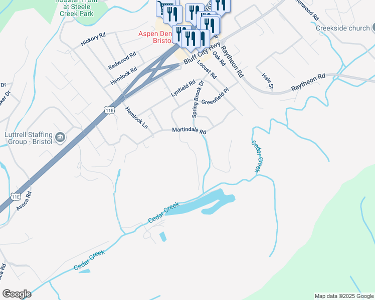 map of restaurants, bars, coffee shops, grocery stores, and more near 604 Greenfield Place in Bristol