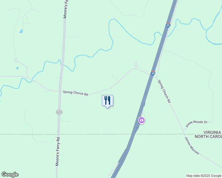 map of restaurants, bars, coffee shops, grocery stores, and more near 942 Spring Church Road in Skippers