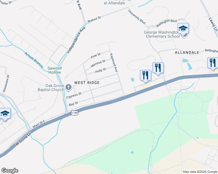 map of restaurants, bars, coffee shops, grocery stores, and more near 420 Cypress Street in Mount Carmel