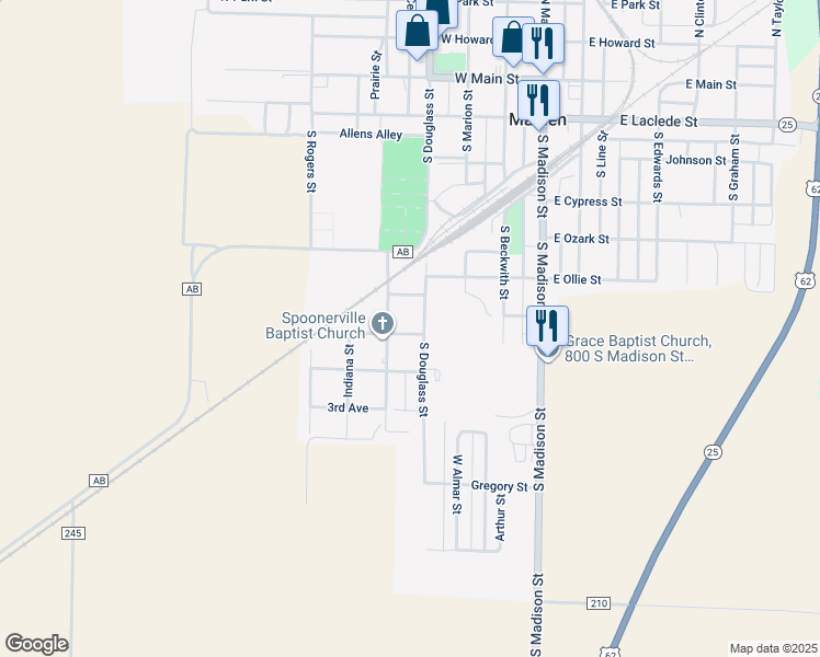 map of restaurants, bars, coffee shops, grocery stores, and more near 402 1st Street in Malden