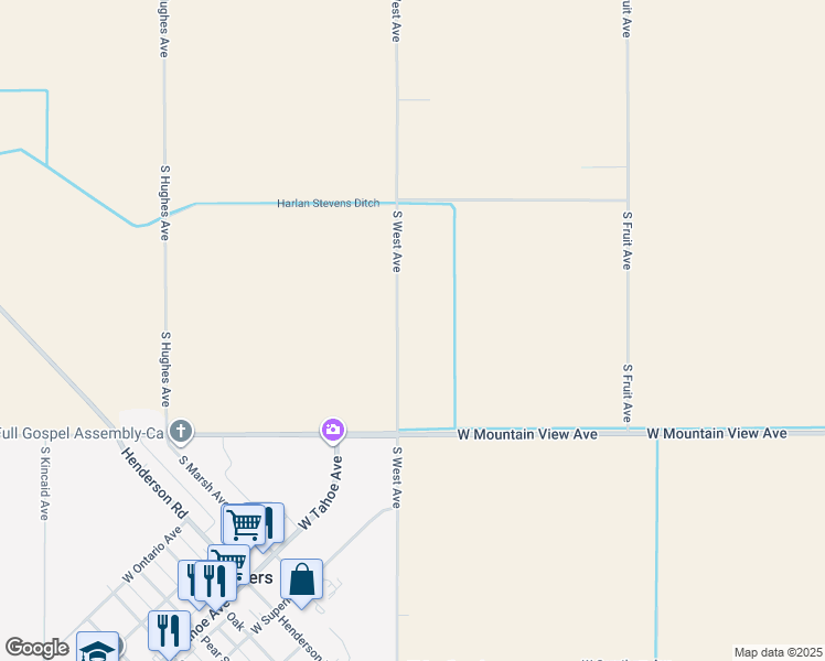 map of restaurants, bars, coffee shops, grocery stores, and more near 12754 South West Avenue in Caruthers