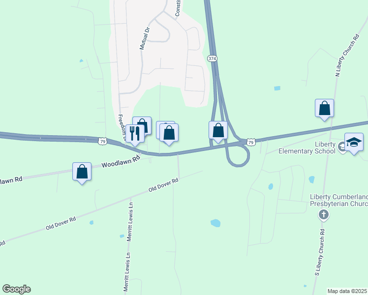 map of restaurants, bars, coffee shops, grocery stores, and more near 1387 Dover Road in Clarksville