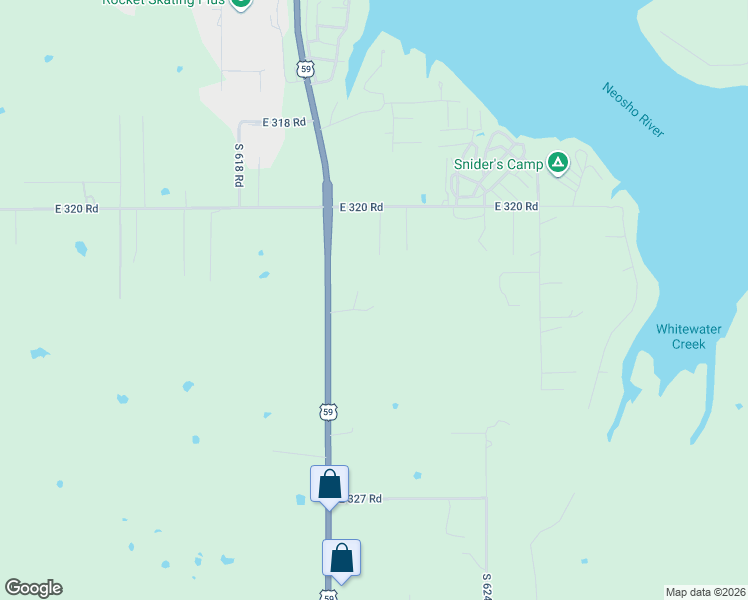 map of restaurants, bars, coffee shops, grocery stores, and more near 32250 South 620 Road in Grove