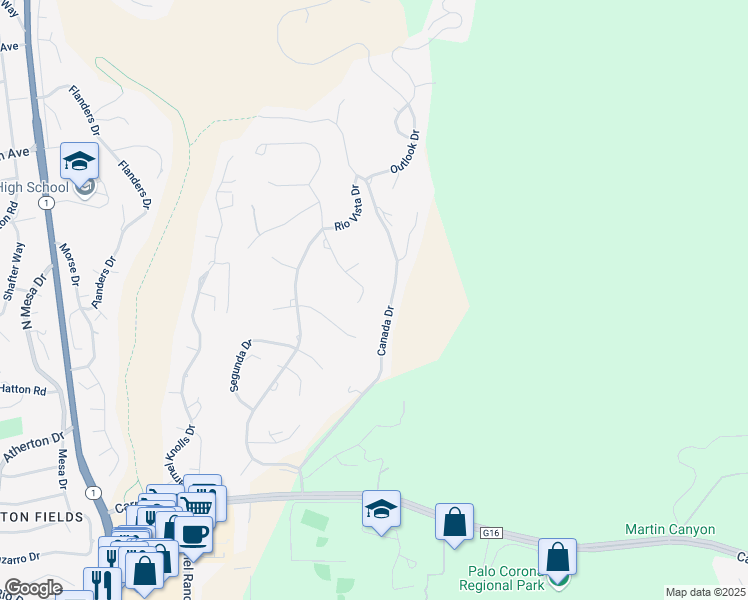 map of restaurants, bars, coffee shops, grocery stores, and more near 25521 Hacienda Place in Carmel-by-the-Sea