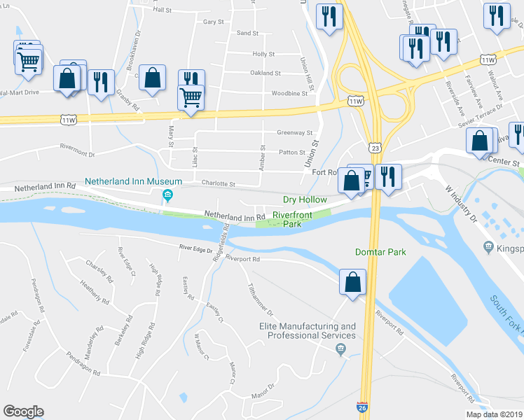 map of restaurants, bars, coffee shops, grocery stores, and more near 1928 Netherland Inn Road in Kingsport