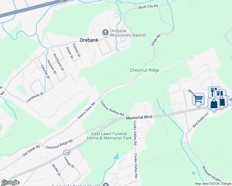 map of restaurants, bars, coffee shops, grocery stores, and more near 4816 Edens View Road in Kingsport