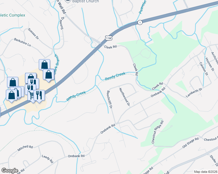 map of restaurants, bars, coffee shops, grocery stores, and more near 4420 Beechcliff Drive in Kingsport