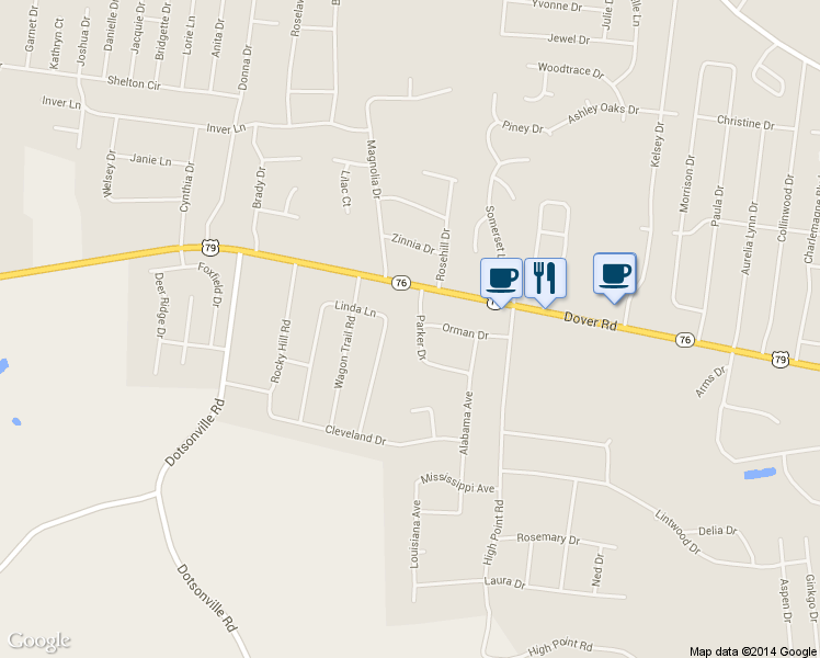 map of restaurants, bars, coffee shops, grocery stores, and more near 412 Parker Dr in Clarksville