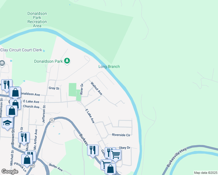map of restaurants, bars, coffee shops, grocery stores, and more near 1334 River Drive in Celina