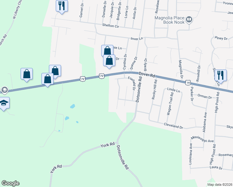 map of restaurants, bars, coffee shops, grocery stores, and more near 628 Deer Ridge Drive in Clarksville