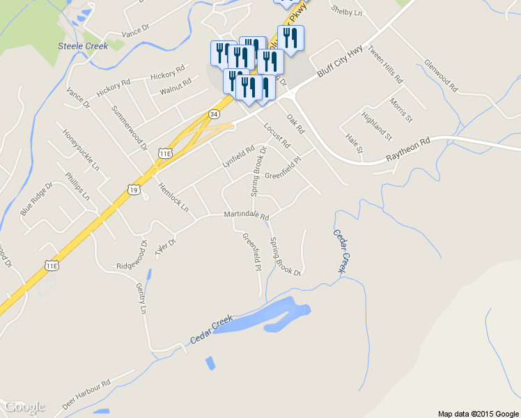 map of restaurants, bars, coffee shops, grocery stores, and more near 403 Spring Brook Drive in Bristol