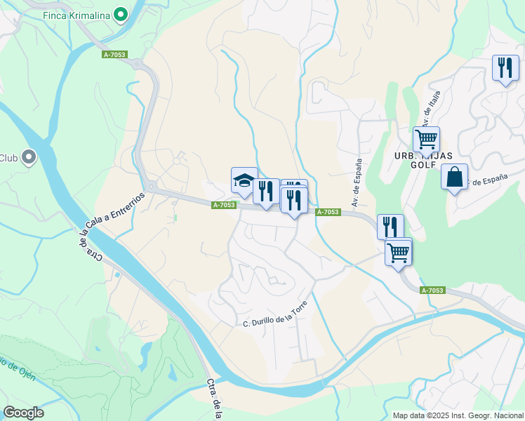 map of restaurants, bars, coffee shops, grocery stores, and more near 7 Calle Acebuche in Mijas