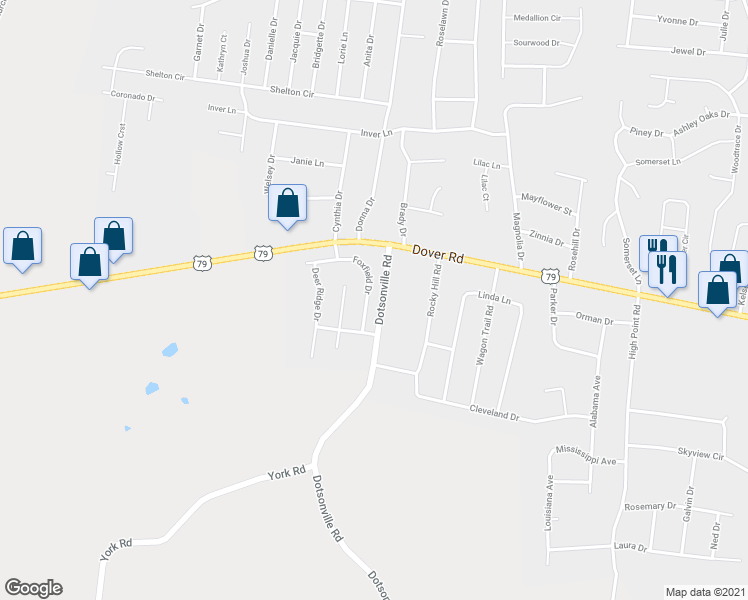 map of restaurants, bars, coffee shops, grocery stores, and more near 653 Foxfield Drive in Clarksville