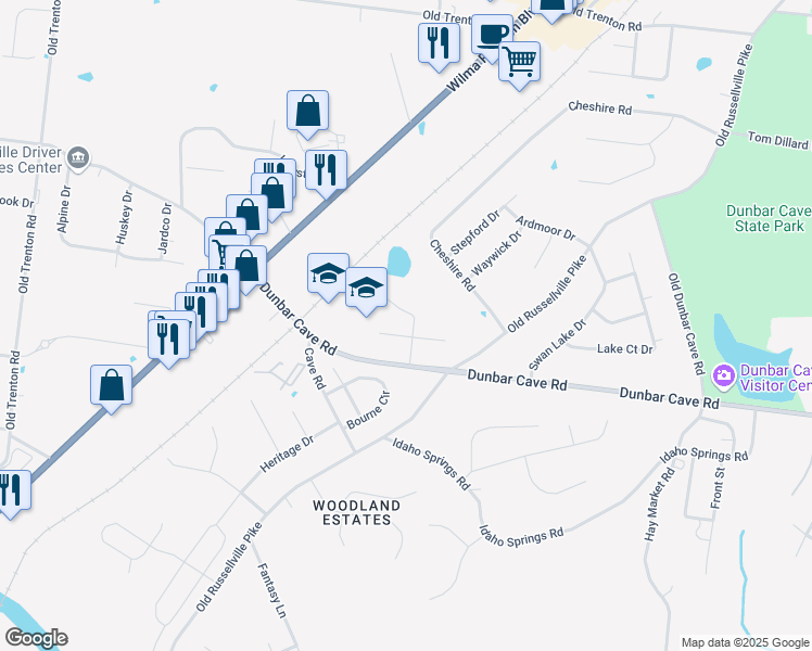 map of restaurants, bars, coffee shops, grocery stores, and more near 230 Timber Lake Drive in Clarksville