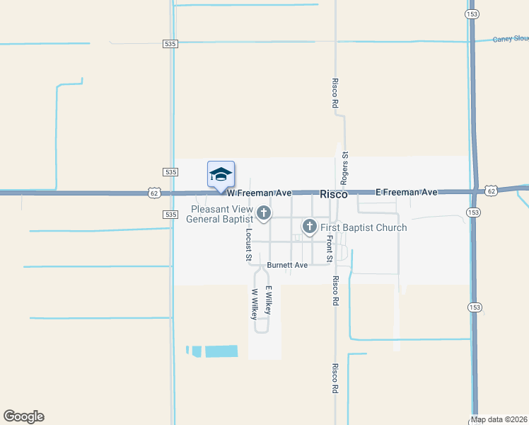 map of restaurants, bars, coffee shops, grocery stores, and more near 200-298 Missouri Street in Risco