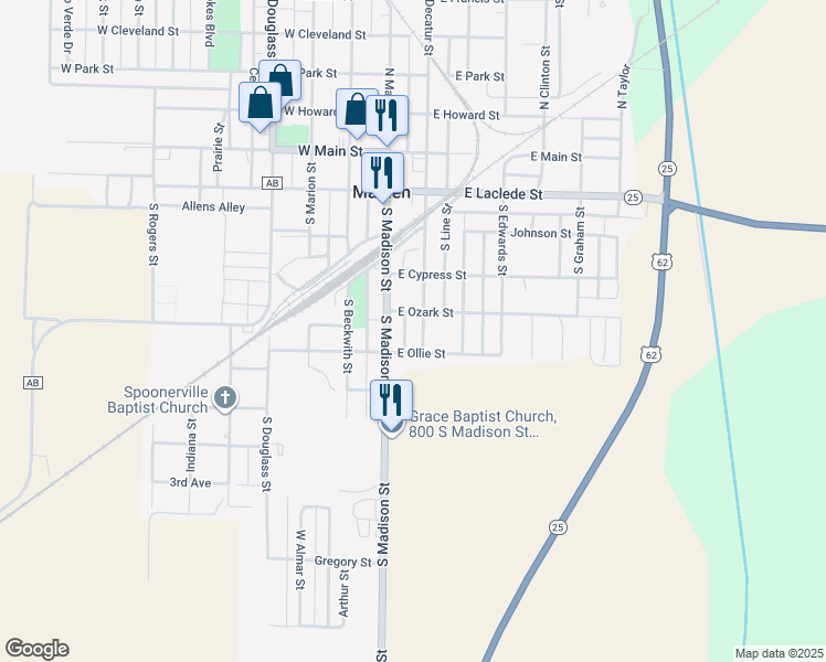 map of restaurants, bars, coffee shops, grocery stores, and more near 150-198 E Ollie St in Malden
