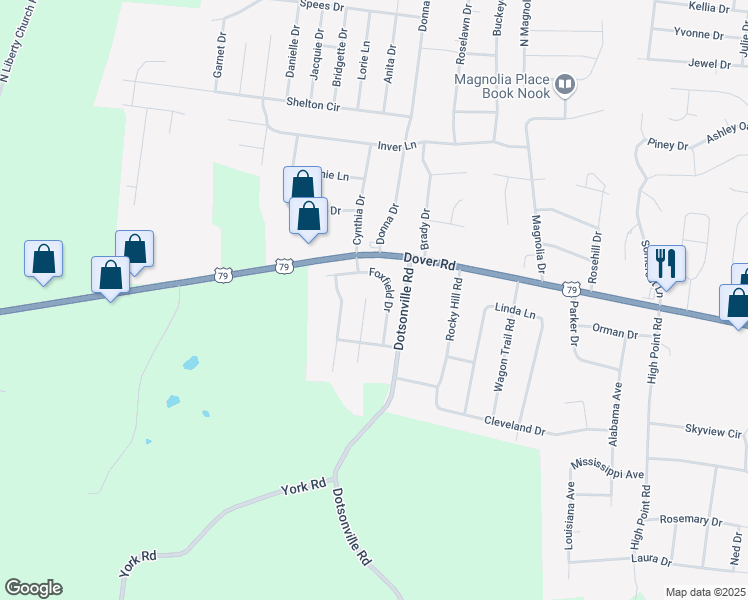 map of restaurants, bars, coffee shops, grocery stores, and more near 617 Wolfchase Drive in Clarksville