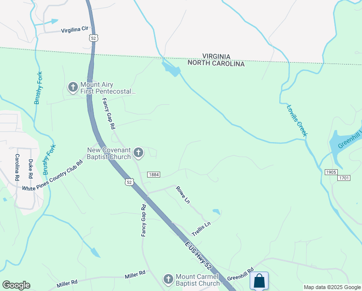 map of restaurants, bars, coffee shops, grocery stores, and more near 125 Cornelius Avenue in Mount Airy