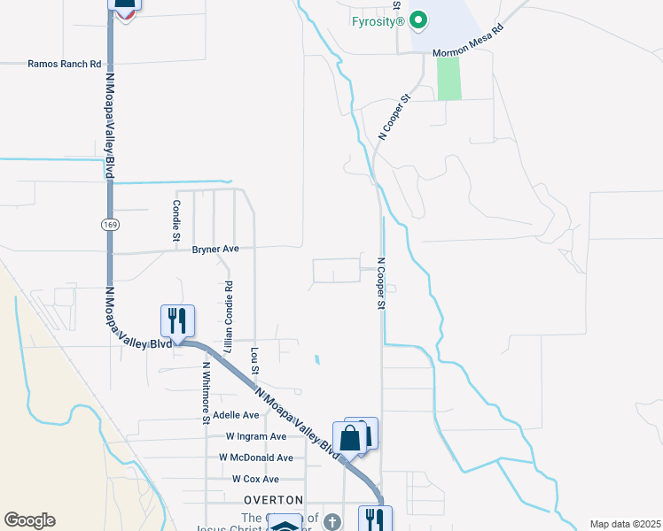 map of restaurants, bars, coffee shops, grocery stores, and more near 210 Powderhorn Avenue in Moapa Valley