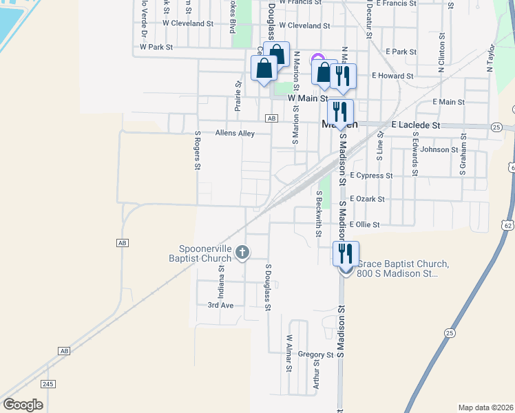 map of restaurants, bars, coffee shops, grocery stores, and more near 407 State Highway AB in Malden