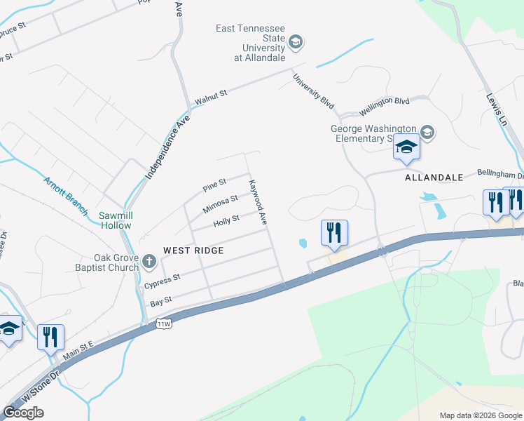 map of restaurants, bars, coffee shops, grocery stores, and more near 398 Kaywood Avenue in Mount Carmel