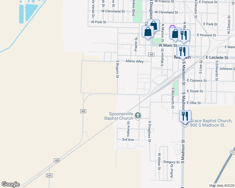 map of restaurants, bars, coffee shops, grocery stores, and more near State Route AB in Malden