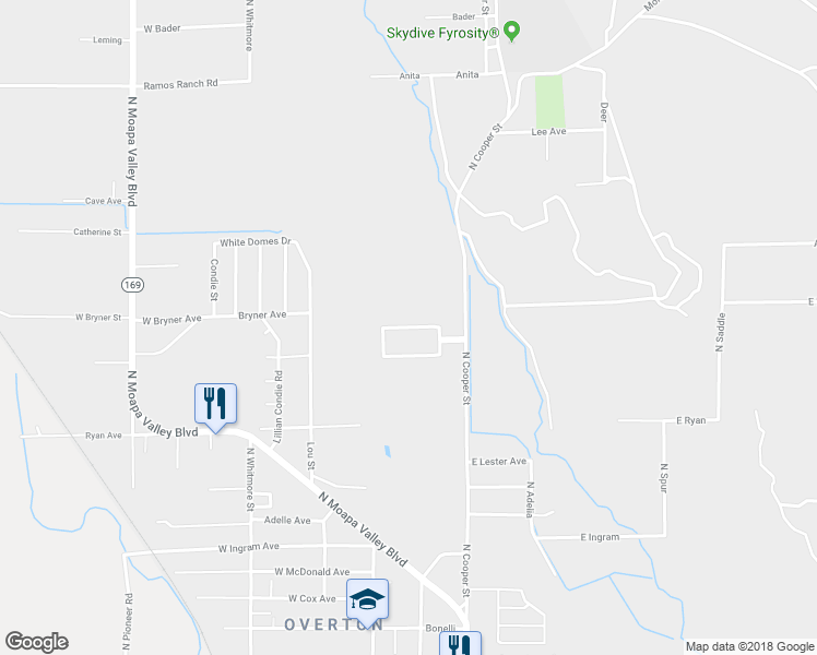 map of restaurants, bars, coffee shops, grocery stores, and more near 210 Powderhorn Avenue in Moapa Valley