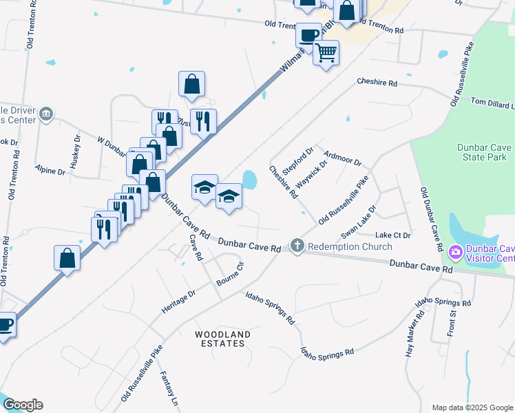 map of restaurants, bars, coffee shops, grocery stores, and more near 240 Timber Lake Drive in Clarksville