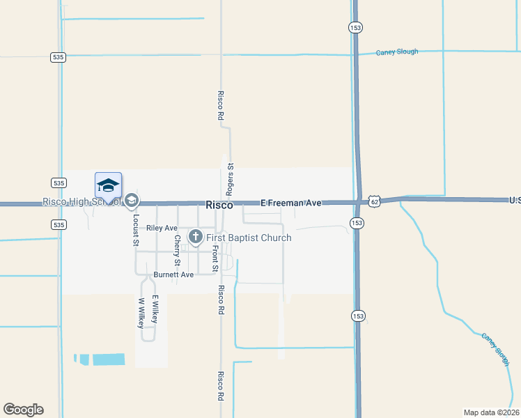 map of restaurants, bars, coffee shops, grocery stores, and more near East Freeman Avenue in Risco