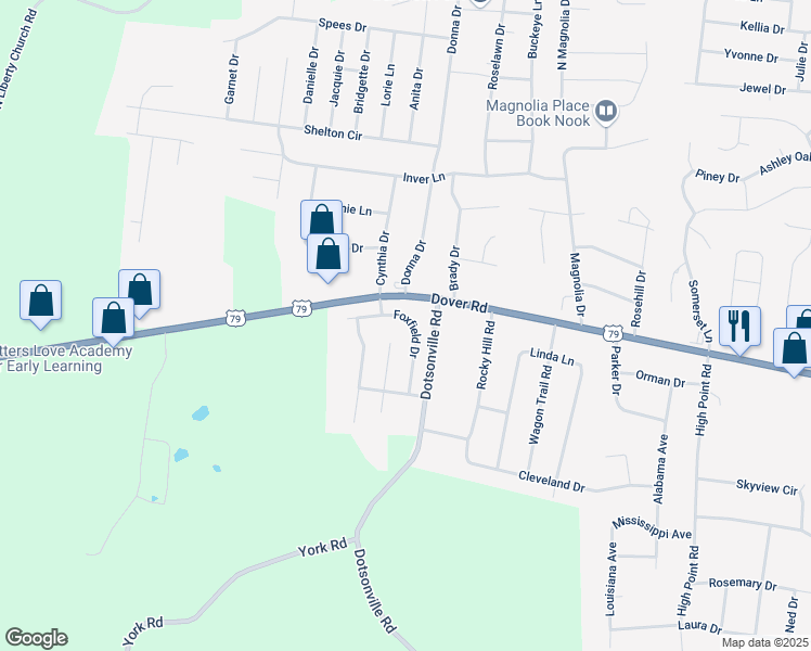 map of restaurants, bars, coffee shops, grocery stores, and more near 684 Foxfield Drive in Clarksville