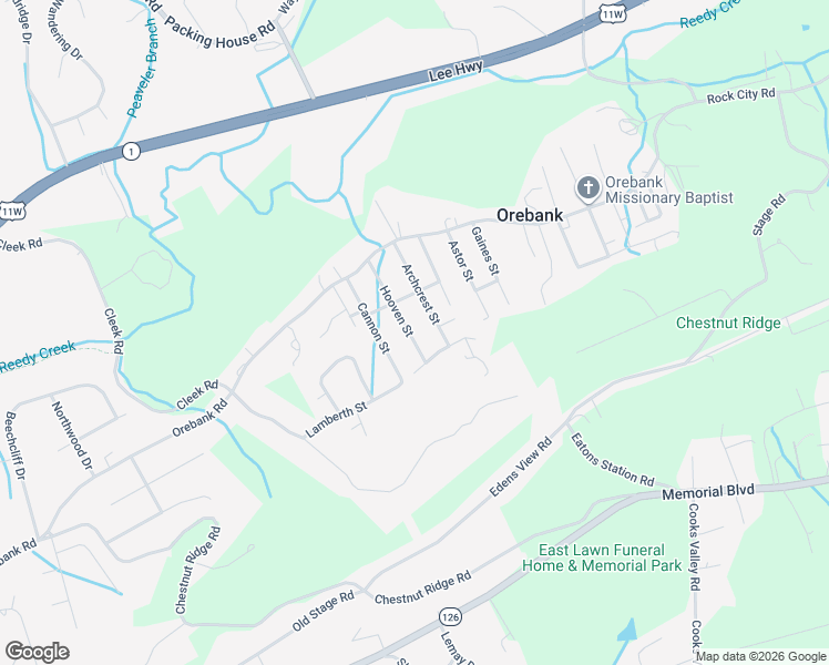 map of restaurants, bars, coffee shops, grocery stores, and more near 436 Archcrest Street in Kingsport