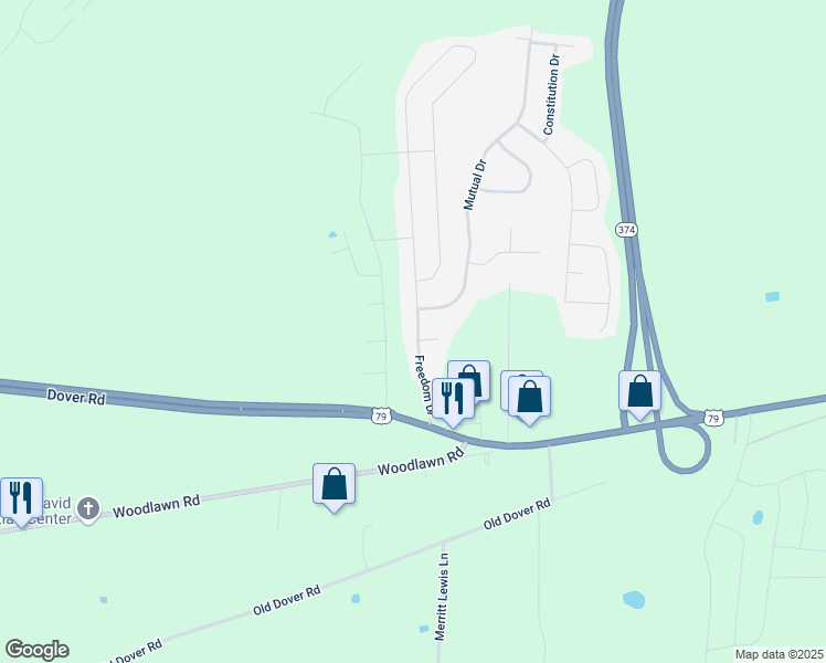 map of restaurants, bars, coffee shops, grocery stores, and more near 1040 Freedom Drive in Clarksville