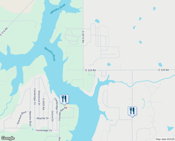 map of restaurants, bars, coffee shops, grocery stores, and more near 451107 East 320 Road in Afton