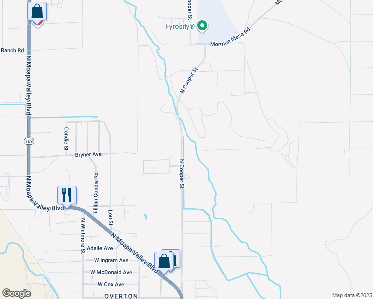 map of restaurants, bars, coffee shops, grocery stores, and more near 710 North Cooper Street in Moapa Valley