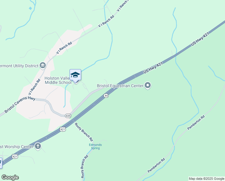 map of restaurants, bars, coffee shops, grocery stores, and more near Tennessee 44 in Bristol