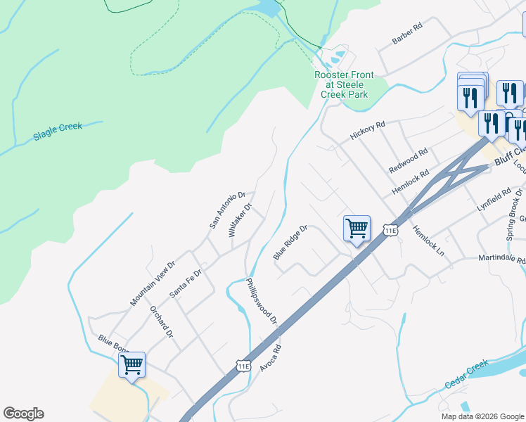 map of restaurants, bars, coffee shops, grocery stores, and more near 724 Santa Fe Drive in Bristol