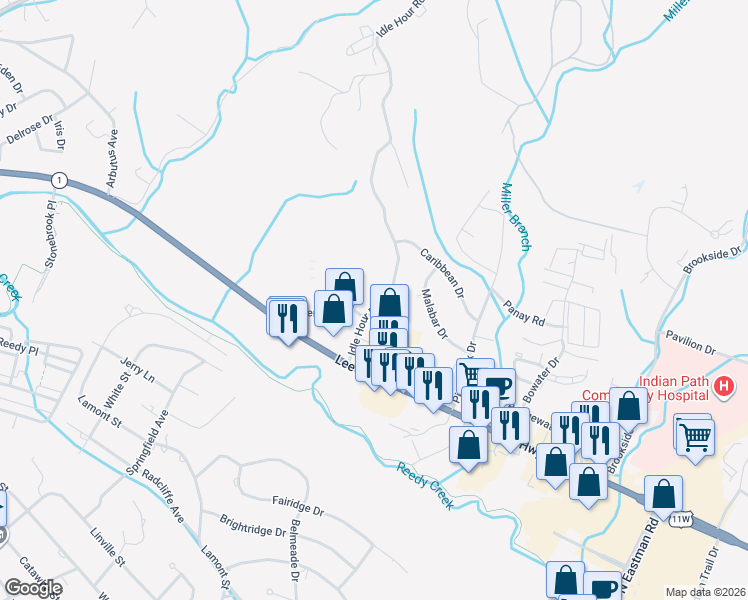 map of restaurants, bars, coffee shops, grocery stores, and more near 2099 Harrell Road in Kingsport