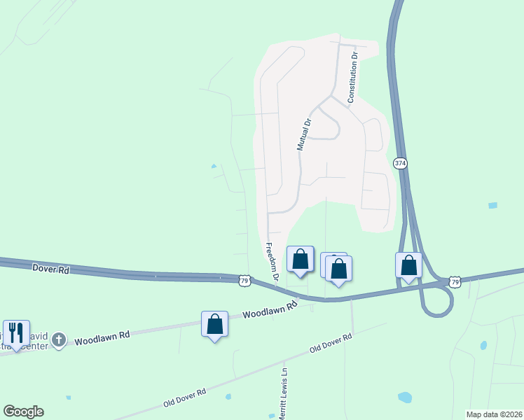 map of restaurants, bars, coffee shops, grocery stores, and more near 1056 Freedom Drive in Clarksville