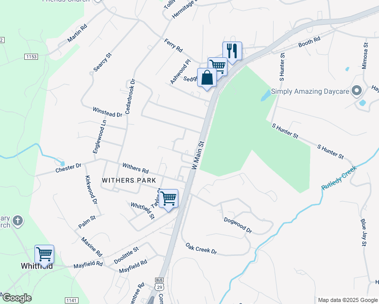 map of restaurants, bars, coffee shops, grocery stores, and more near 2 Kimberly Avenue in Danville