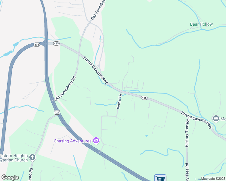 map of restaurants, bars, coffee shops, grocery stores, and more near 376 Bristol Caverns Highway in Bristol