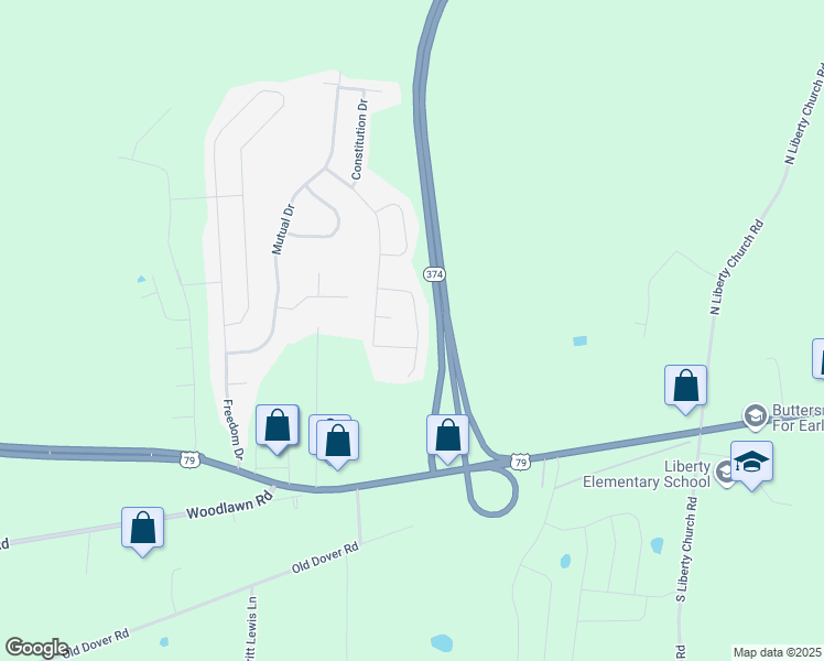map of restaurants, bars, coffee shops, grocery stores, and more near 744 Tidwell Drive in Clarksville